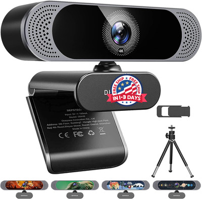 Cámara web 4K, 8MP, micrófono, enfoque automático, para videollamadas