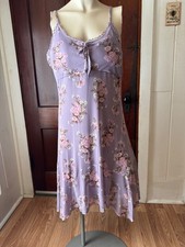 No Boundaries Purple Floral Spaghetti Strap dress with built in bra-Size L 12-14