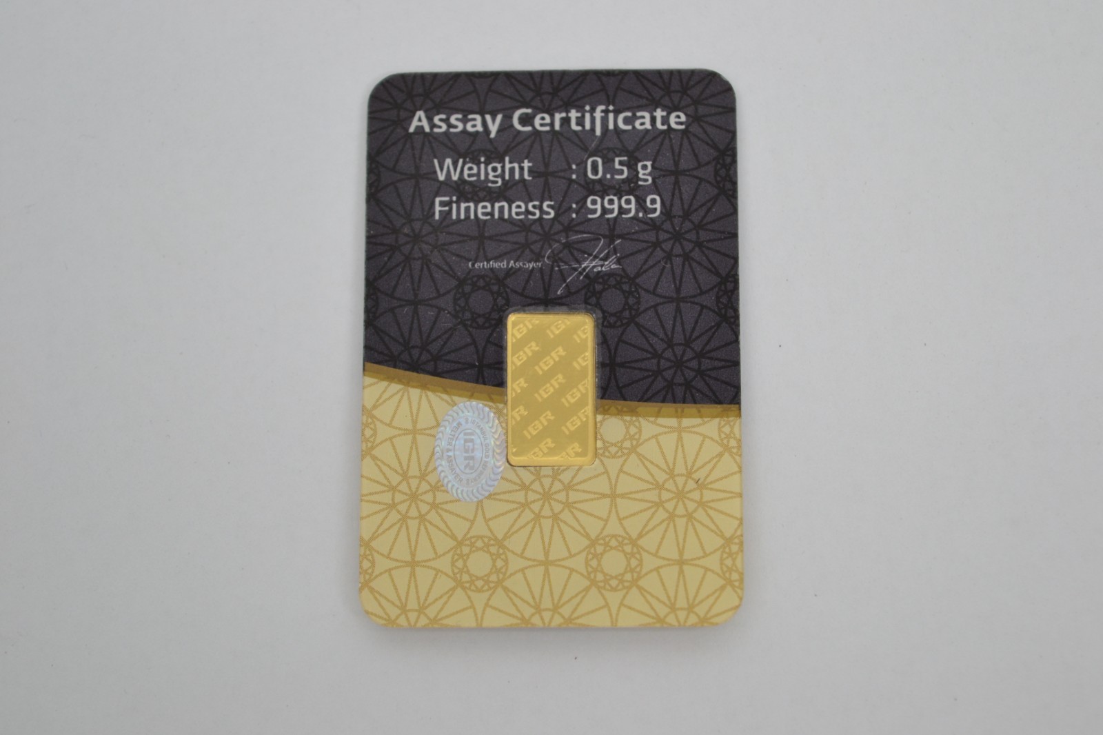 1/2 Gram (0.5g) Gold Bar - IGR - .9999 Fine Gold - Certified in Assay