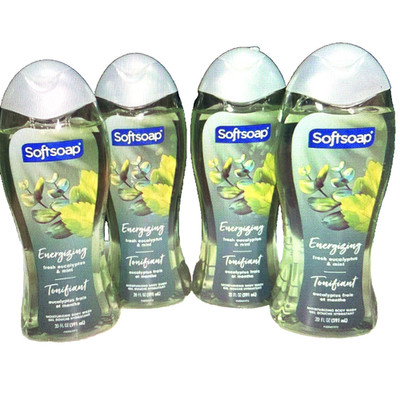 4 Pack Softsoap Body Wash ENERGIZING Fresh Eucalyptus & Mint Moisturizing 20oz