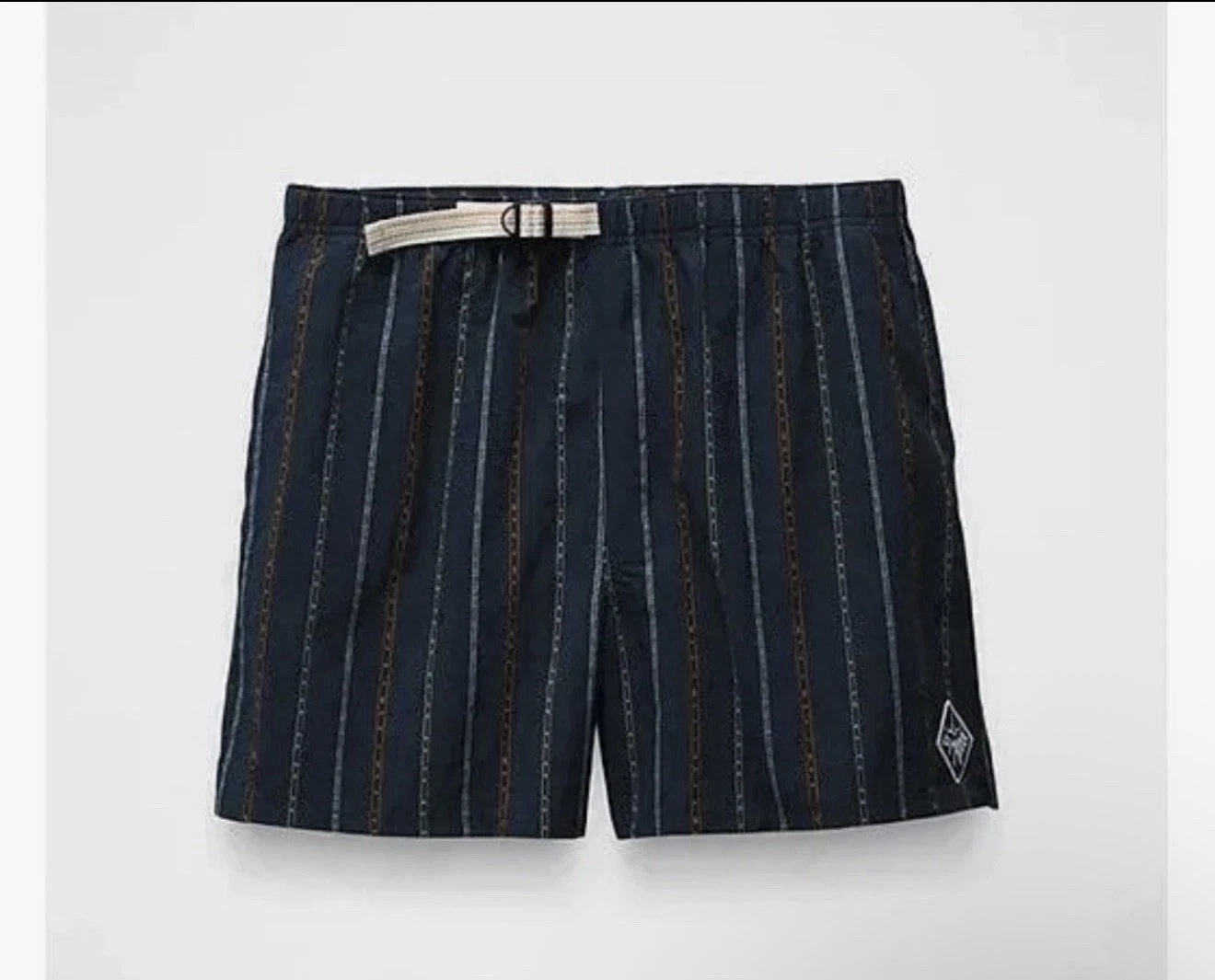 prAna Mens Indio Heritage Short Stormy Night Relaxed 4" Striped Size Small