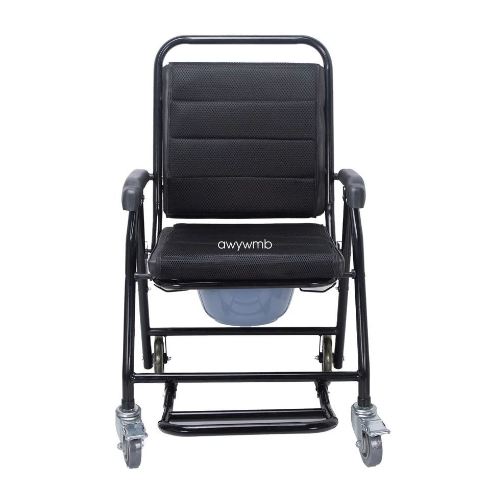 MARKENFREI Toilettenstuhl Toilettengestell Nachtstuhl WC-Stuhl fahrbar Klappbarer Neu