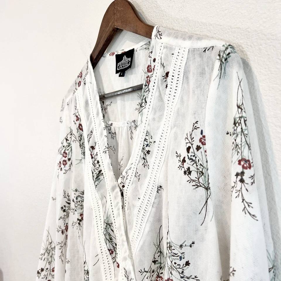 Blusa Angie Floral Envolvente L Boho Chic Sobrepelliz Top Manga Campana Vaquera Costera Foto 2 de 4