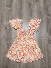 MinkPink Floral Mini Dress Womens Medium FlutterSleeve Cottagecore