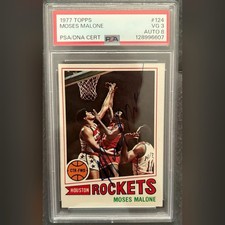1977 Topps Moses Malone Auto PSA 3 Auto 8
