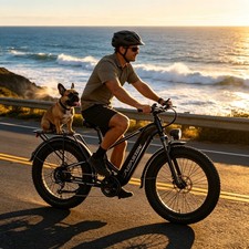Electric Bike for Adults, 1800W Peak 36MPH 26" Fat Tire Ebike Full Suspension