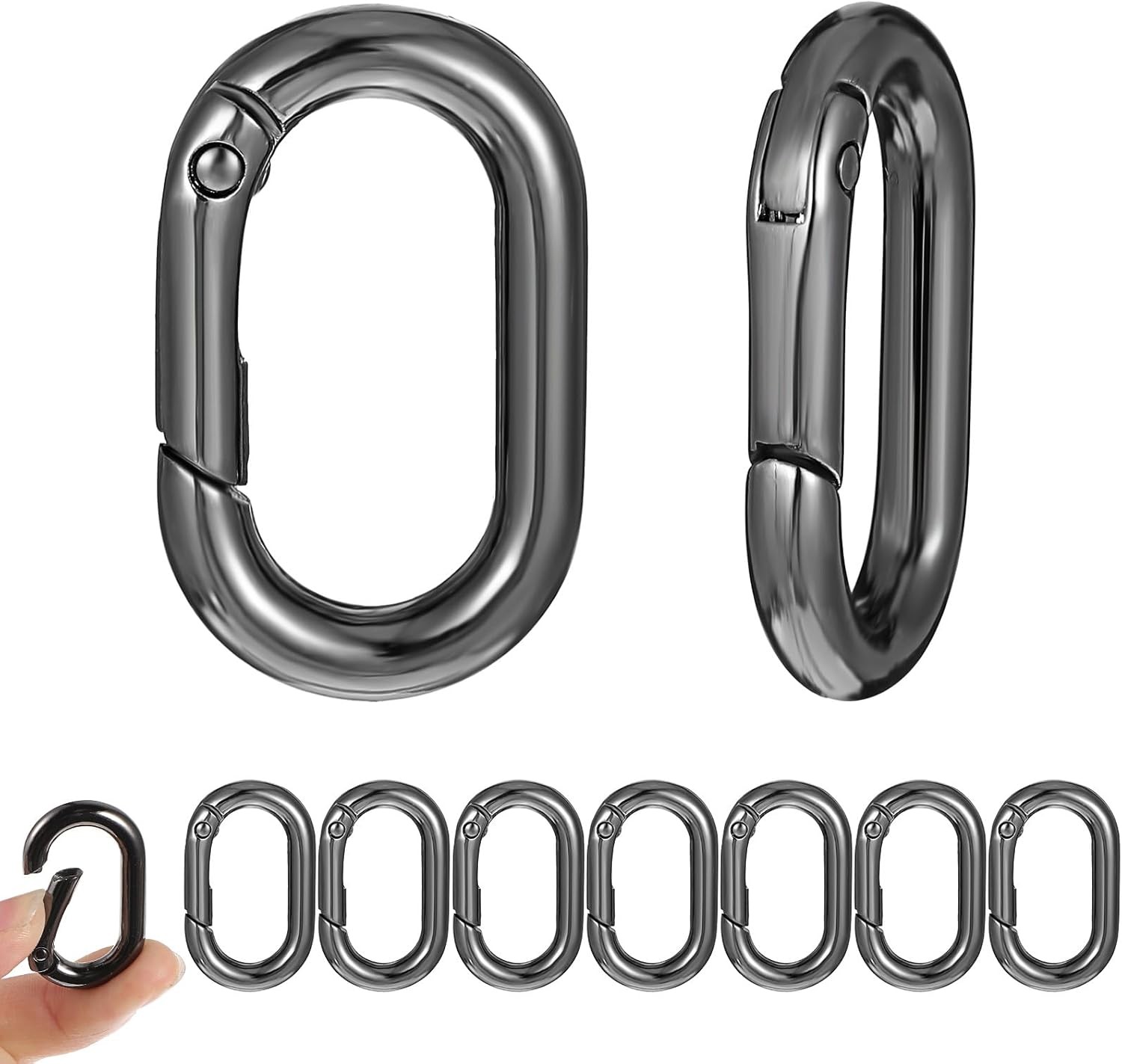1 Inch Oval Carabiner, 10Pack Small Metal Carabiner Clip,O Rings Spring Snap Hoo