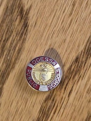 Gold Tone Lapel Pin Odessa Public Schools 5-year Service Aar