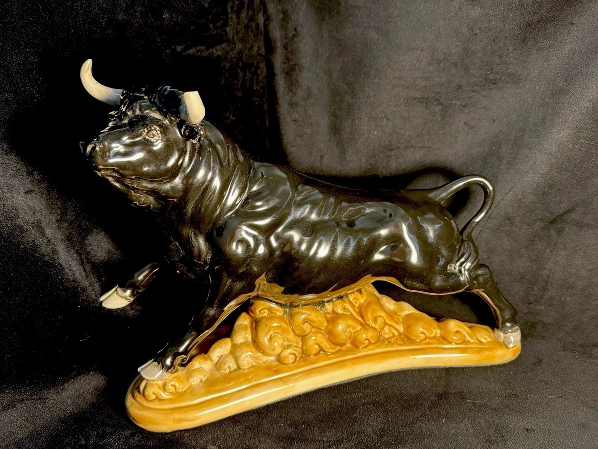 Vintage MCM Glossy Black Brahma Ceramic Bull Figure | eBay