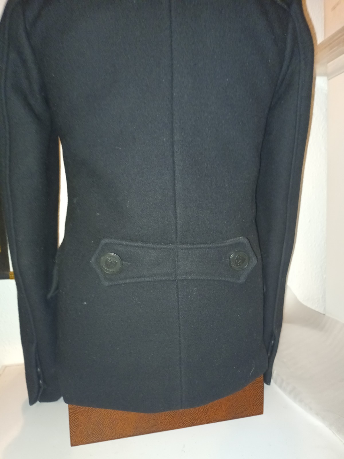 Superdry Navy Label Mens Black Wool P Coat Size M image 7