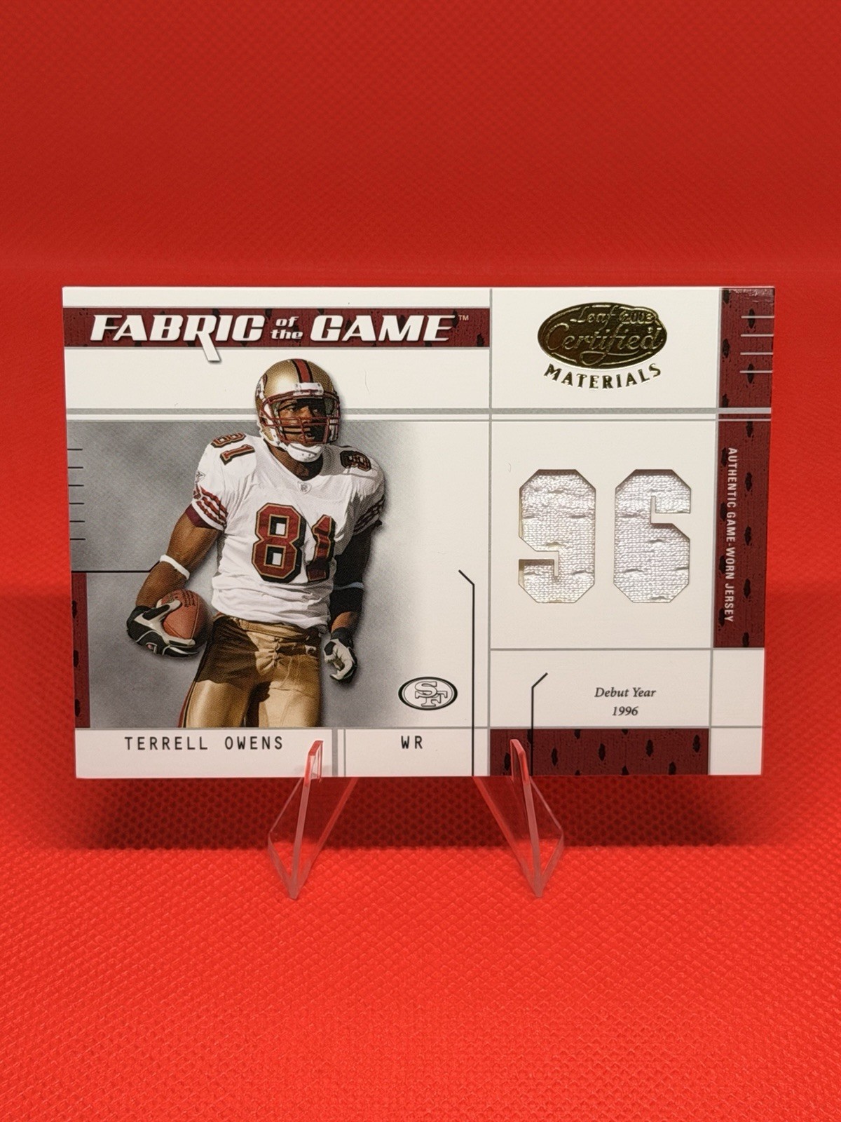 2003 Donruss Fabric Of The Game -  Terrell Owens #FG-87 Game Worn /96