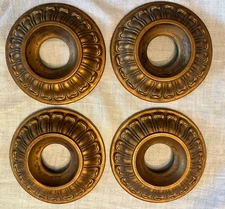 Set of 4 Art Deco Era Brass Bobeches for Electric Pan Light Fixtures Polychrome