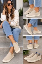 Rothy  s The Original Slip On Sneaker In Light Beige Sand Washable Size 8.5