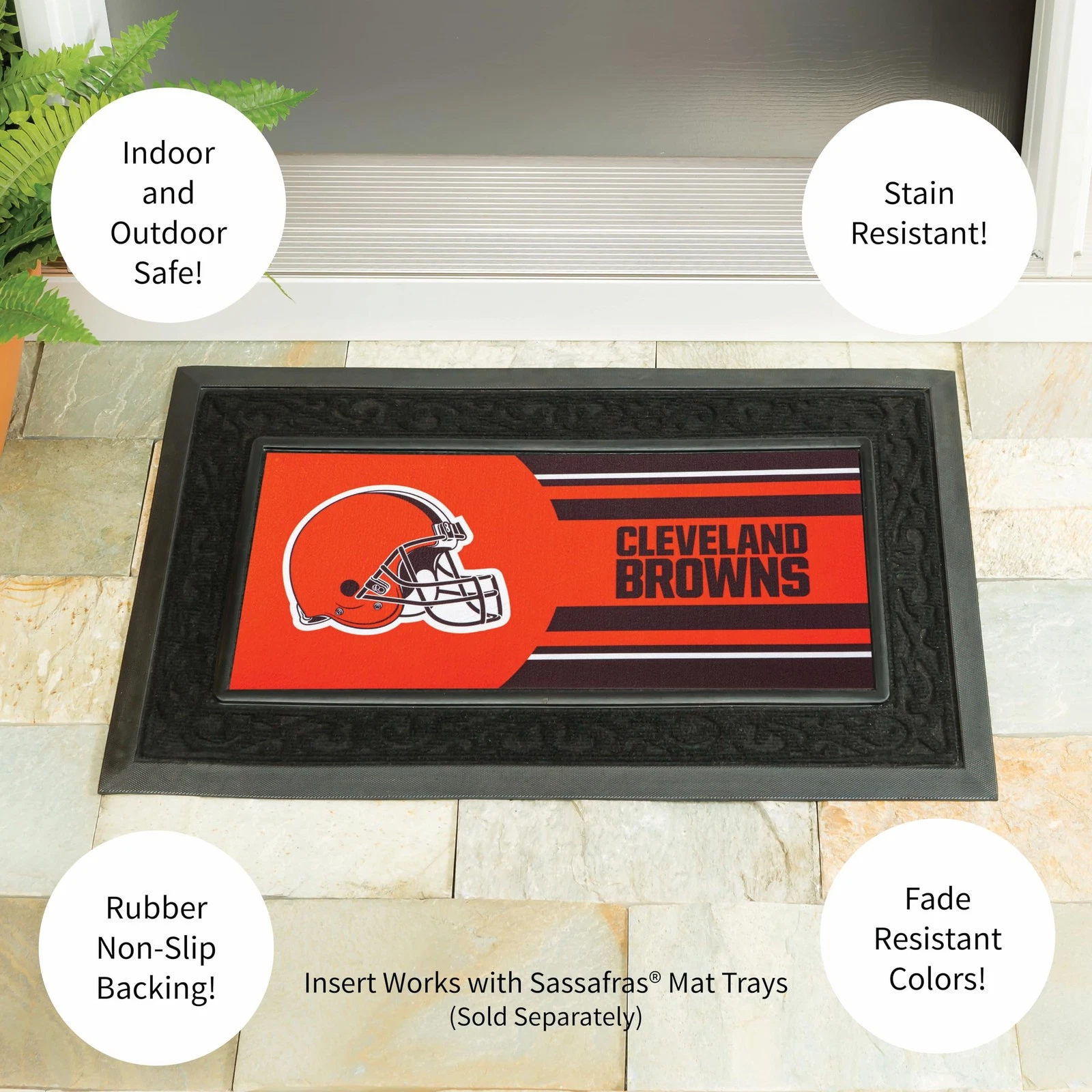 football Cleveland Browns Sassafras Switch Mat Inserts, Interchangeable Front Door...