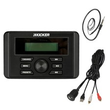 Kicker KMC3 Bluetooth Marine Guage Receiver, USB to AUX Mount Cable, Antenna