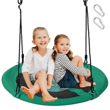 40" Saucer Tree Swing w/ Adjustable Hanging Ropes for Backyard or Outdoor Green