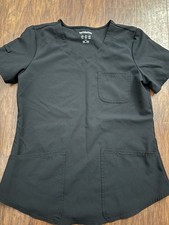Scrubstar V-Neck Scrub Top Size S Black Pockets