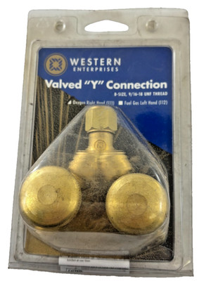 Western 111 Valved Y Connection B Size 9/16-18 UNF Right Hand Oxygen Gas Fitting