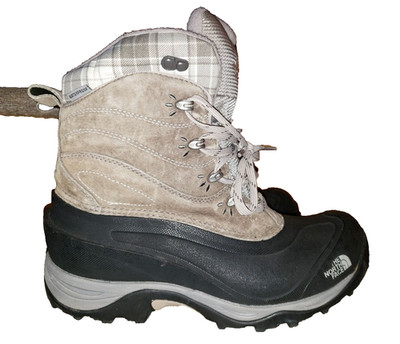 The North Face Womens 9 Hiking Padded Boots Grey Suede Waterproof Primaloft