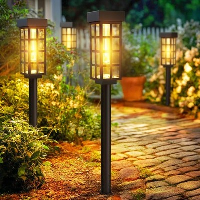 Luces solares para caminos de exterior de 24 pulgadas, paquete de 8, para jardín
