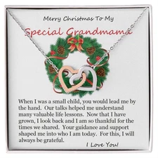 Interlocking Hearts Necklace, For Her, Grandmother, For Grandmama, Mother, Chris