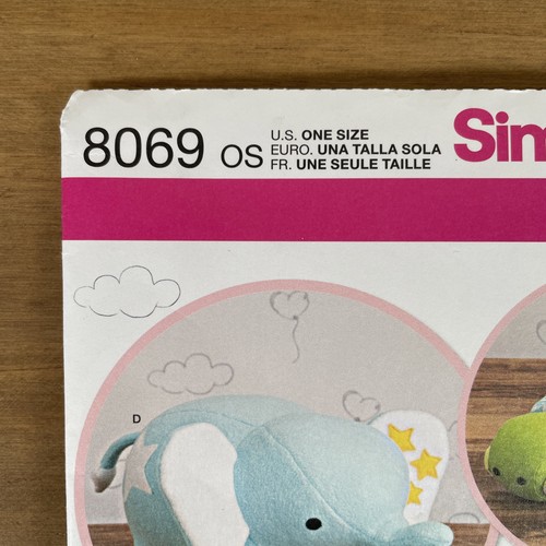 Simplicity 8069 Stuffed Animals Elephant Turtle Penguin Soft Toys UNCUT - Picture 2 of 6
