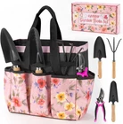 Garden Tool Set for Women Pink Gardening Kit w/ Tote Bag Pruner Trowel