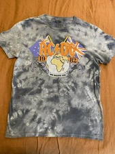 AC/DC Tie Dye Gray and White Graphic We Salute You Band Tee Size Medium s57