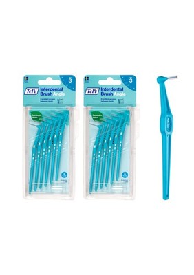 TePe Angle Interdental Brushes Blue 0.6mm (Size 3) 6 Pack - 2 Pack Bundle (12 Br