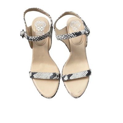 Vince Camuto 9M Snakeskin Pattern Leather Sandals With Ankle Strap & 3-Inch Heel