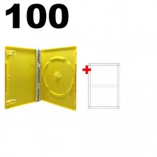 100 STANDARD Solid Yellow Color Single DVD Cases  100 Matte Inserts