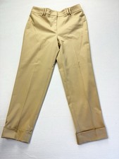 Talbots Dress Pants Petite Beige Stretch Straight Cuffed Leg Women Size 6P