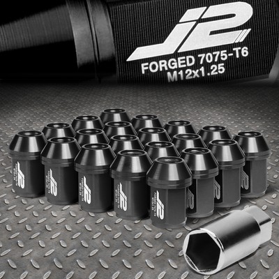 J2 ENGINEERING 7075 ALUMINUM M12X1.25 20PC 35MM CLOSE-END LUG NUT W/ADAPTER KEY