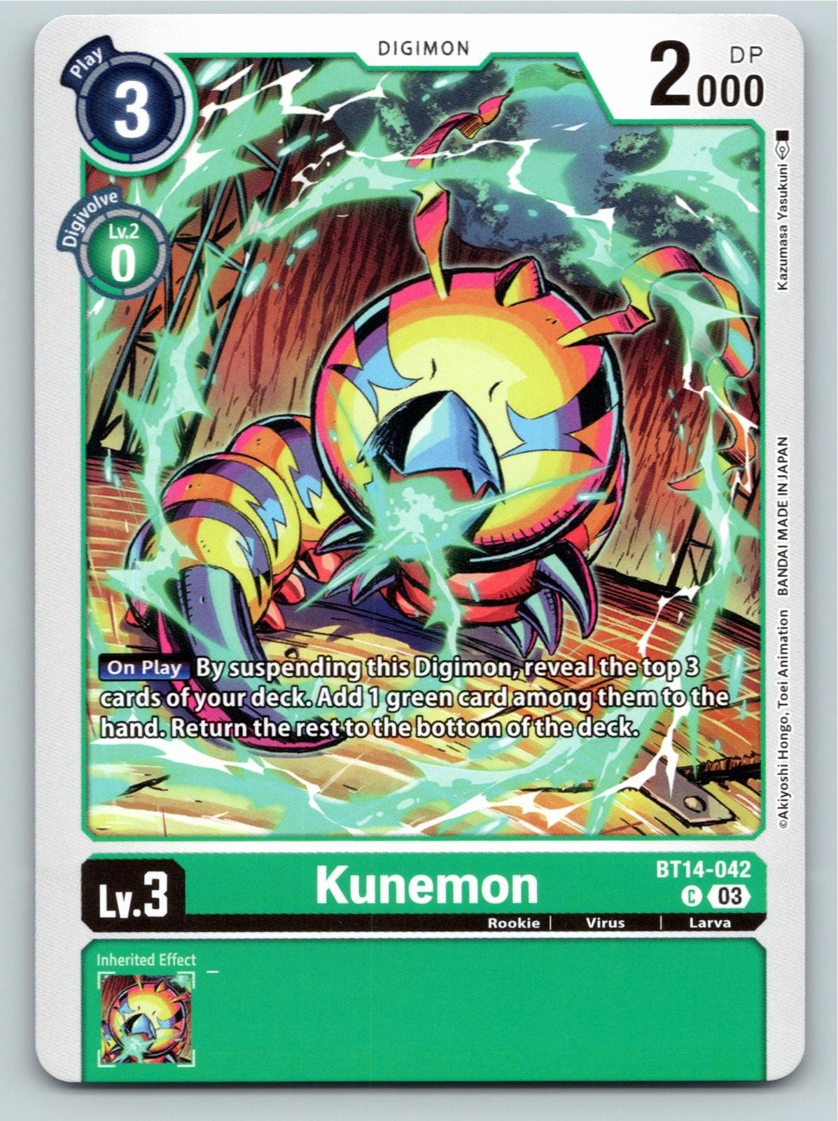 2023 DIGIMON KUNEMON BLAST ACE BT14-042 C COMMON NM A52332 FREE S&H