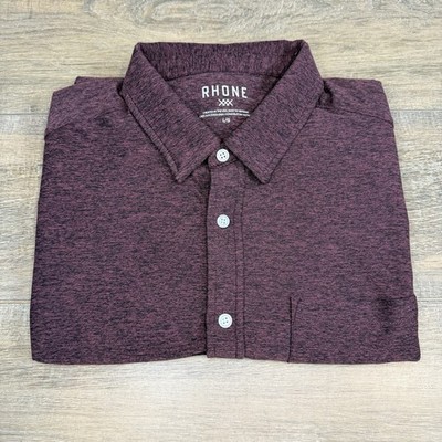 Rhone Mens WFH Shirt Large Long Sleeve Button Up Maroon Heathered Flawless B21