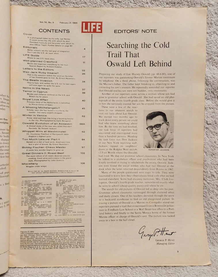 Life Magazine February 21 1964 Lee Harvey Oswald Beatles Bobby Fischer 1960s Ads - Image 4 of 4