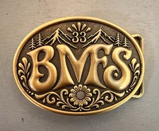 BMFS Western Oval Belt Buckle Gold/Brown Metal Fits 1.5 in belt