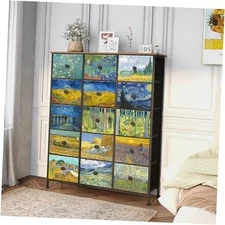  Large Chest of Drawers 15 Drawer Dresser Van Gogh Tall Fabric 15 Drawers