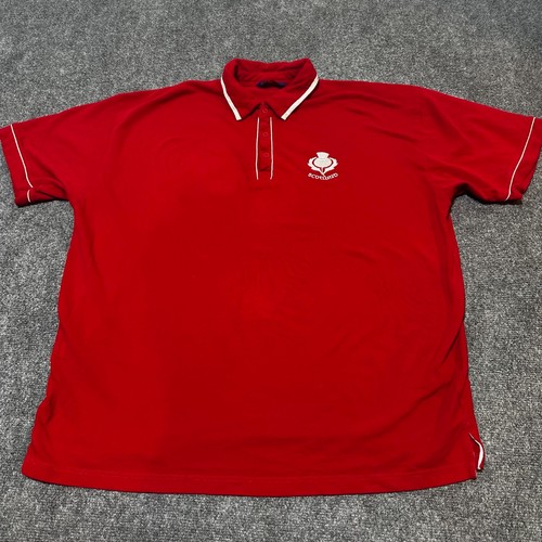 Henbury Polo Shirt Mens XXL Red Cotton Collared Short Sleeve Scotland Logo