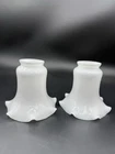 Vintage Milk Glass Ruffled Tulip Light Shades Antique Lamp Milkglass 2” Fitter