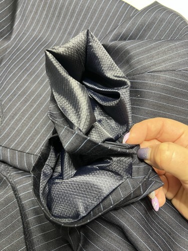 BACHRACH Men’s Blazer 44S, Navy Blue Striped Suit Jacket Honeycomb Navy Lining - Picture 14 of 24