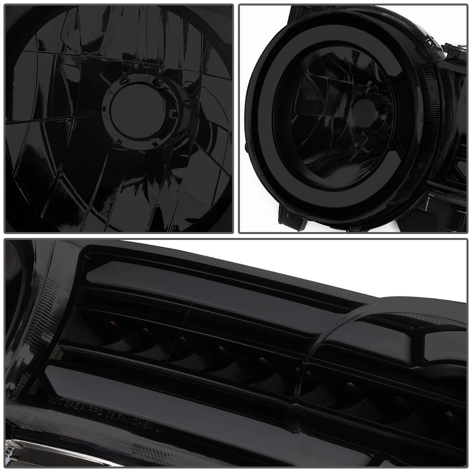 Sequential LED DRL Projector Headlight for FJ Cruiser 07-14 Black Smoked Clear - Image 3 of 4
