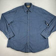 Blue Pronto Uomo Button Up Long Sleeve Shirt Blue Plaid Check Men's Size XL