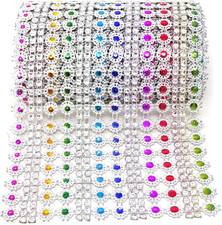 4.5 Inch X 2 Yards Sparkling Flower Shape Diamond Mesh Wrap Roll Faux Crystal Rh