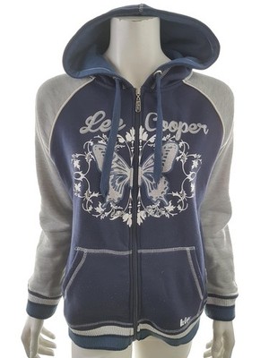 LEE COOPER Damen Reißverschluss-Sweatshirt Gr. 40 Marineblau Langer Ärmel