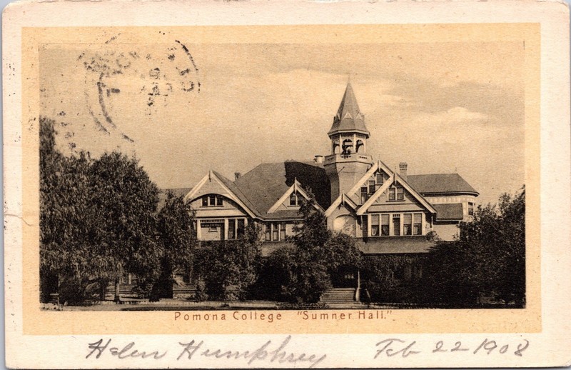 PC6691 CA California Claremont Pomona College Los Angeles County Postcard