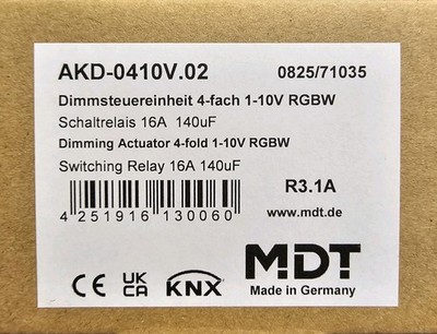MDT AKD-0410V.02 Dimmsteuergerät 4-fach, REG, 1-10V, mit RGBW Funktionalität