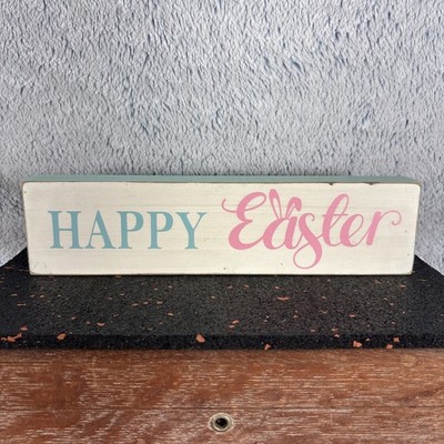 Happy Easter Happy Spring Reversible Wood Block