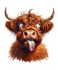 Highland Cow Iron On DTF Print Motif for T Shirt Hoodie Pocket