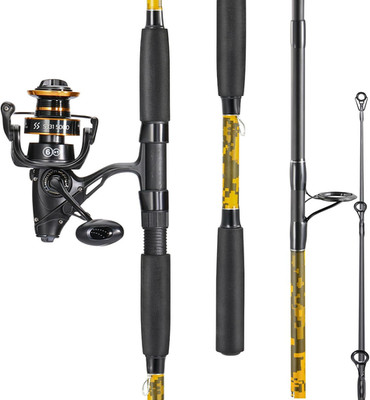 Spinning Rod Combo - MH Action Fishing Pole with Bait Feeder Reel for Catfish, S